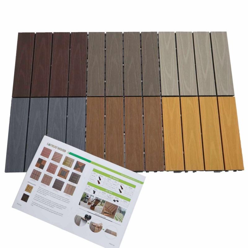 Co-Extruded Interlocking WPC Deck Tiles use for All-Weather Outdoor - SAYRUO