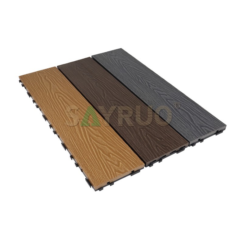 Easy-Install WPC 3D Embossing Decking Tiles - SAYRUO